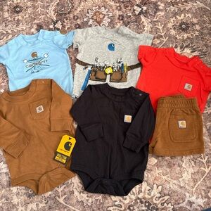 Carhartt Baby Bodysuit and Shorts Collection - Blue, Gray, Red, Black, Brown
